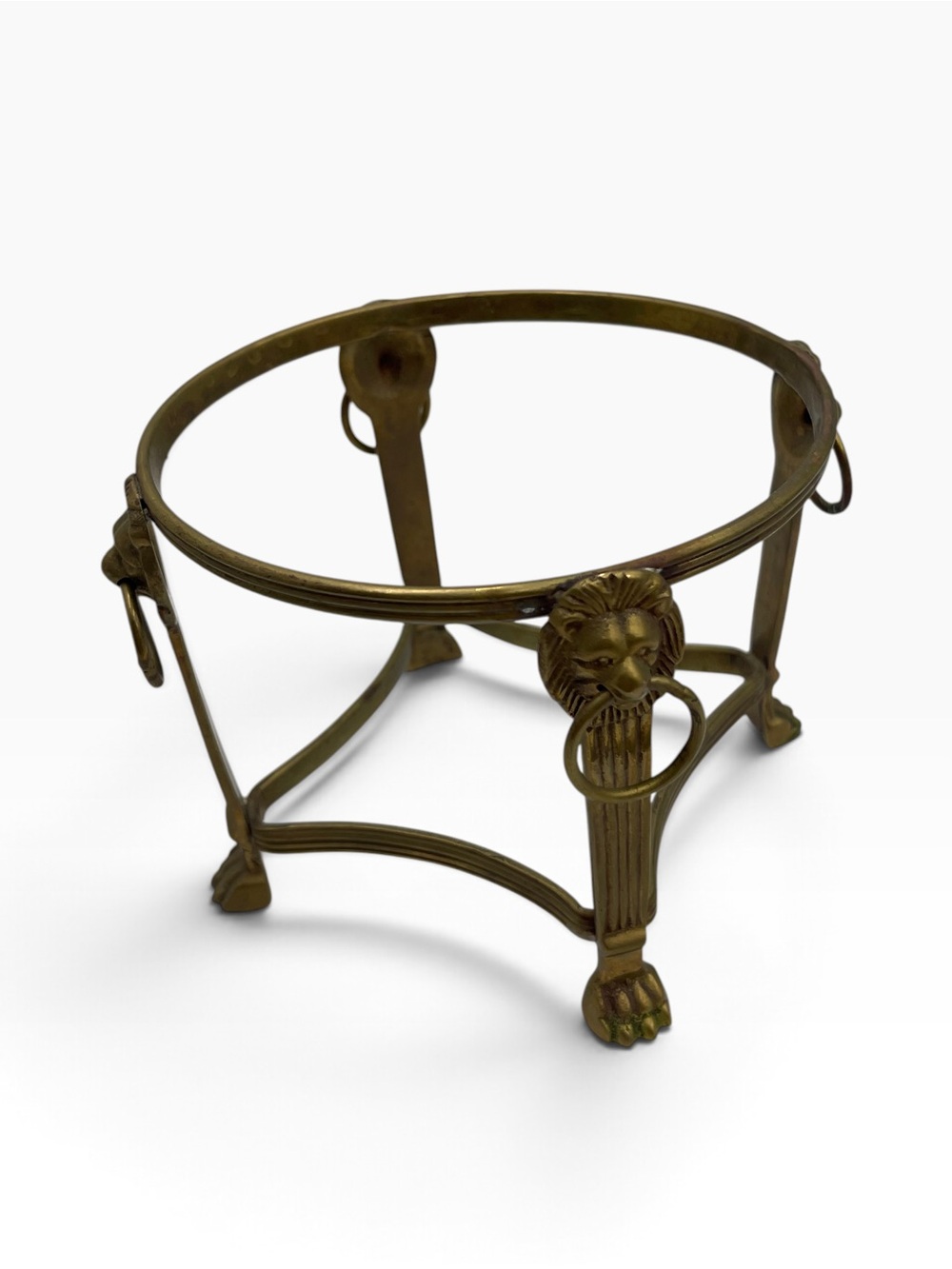 ✨ Vintage Ornate Brass Lion Head Orb & Crystale Ball Stand | Claw Feet